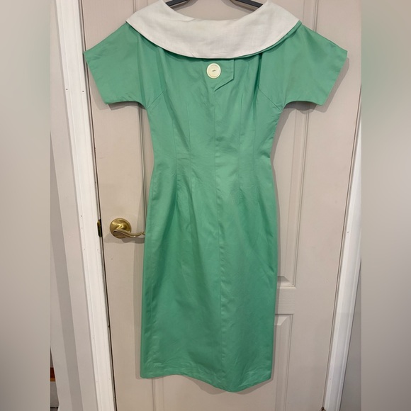 Vintage 1950’s Retro Dress Pin-Up Girl Seafoam Mint Green Rare - Picture 9 of 10